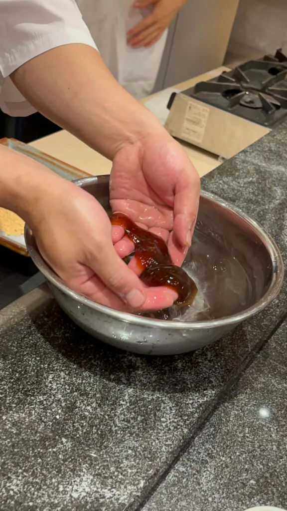 わらび餅の料理途中