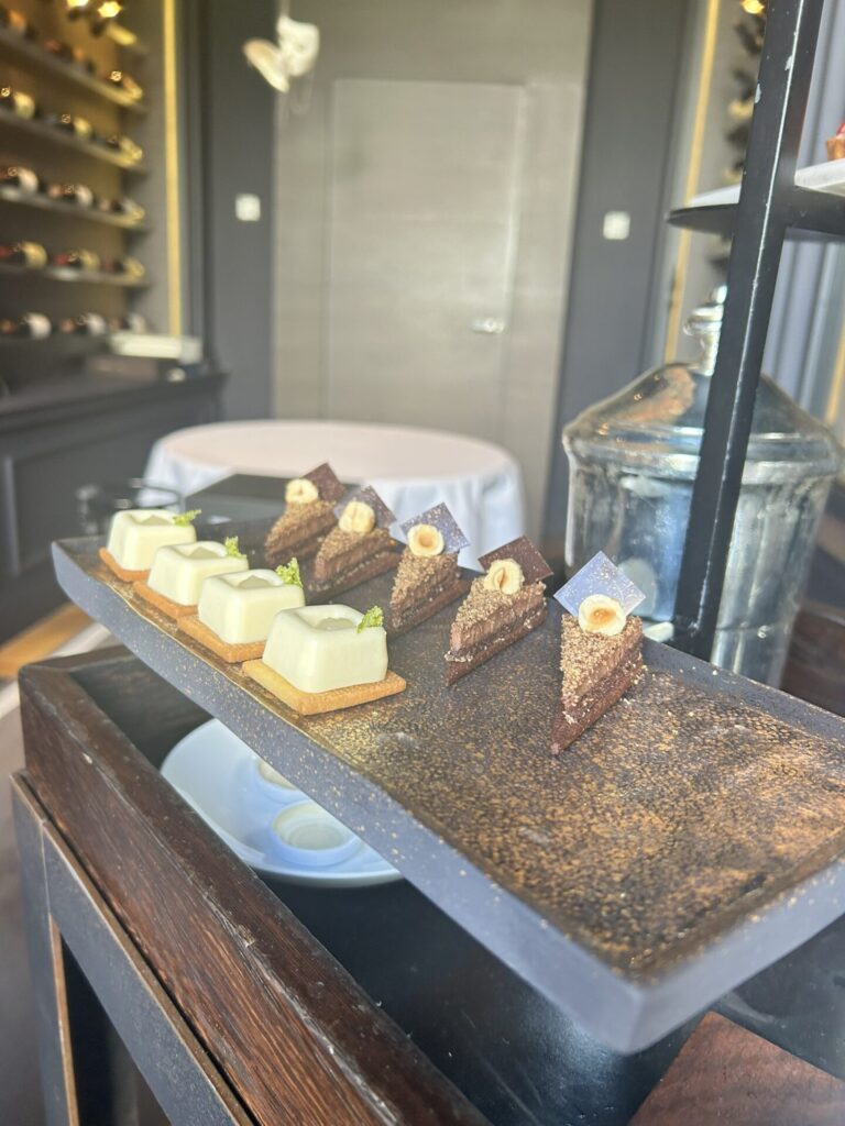 Trolley of ice creams, sorbets, desserts jars and traditional biscuits②